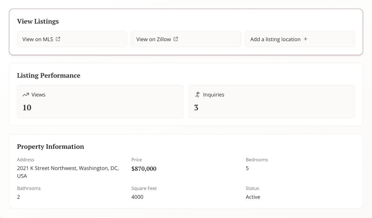 User interface showing realtime insights